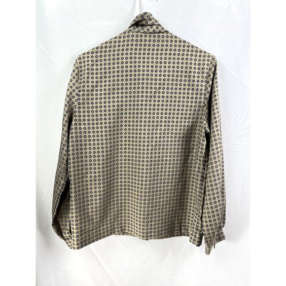 Vintage High Neck Bow Blouse Secretary Shirt Large Geometric Medallion - Picture 3 of 5